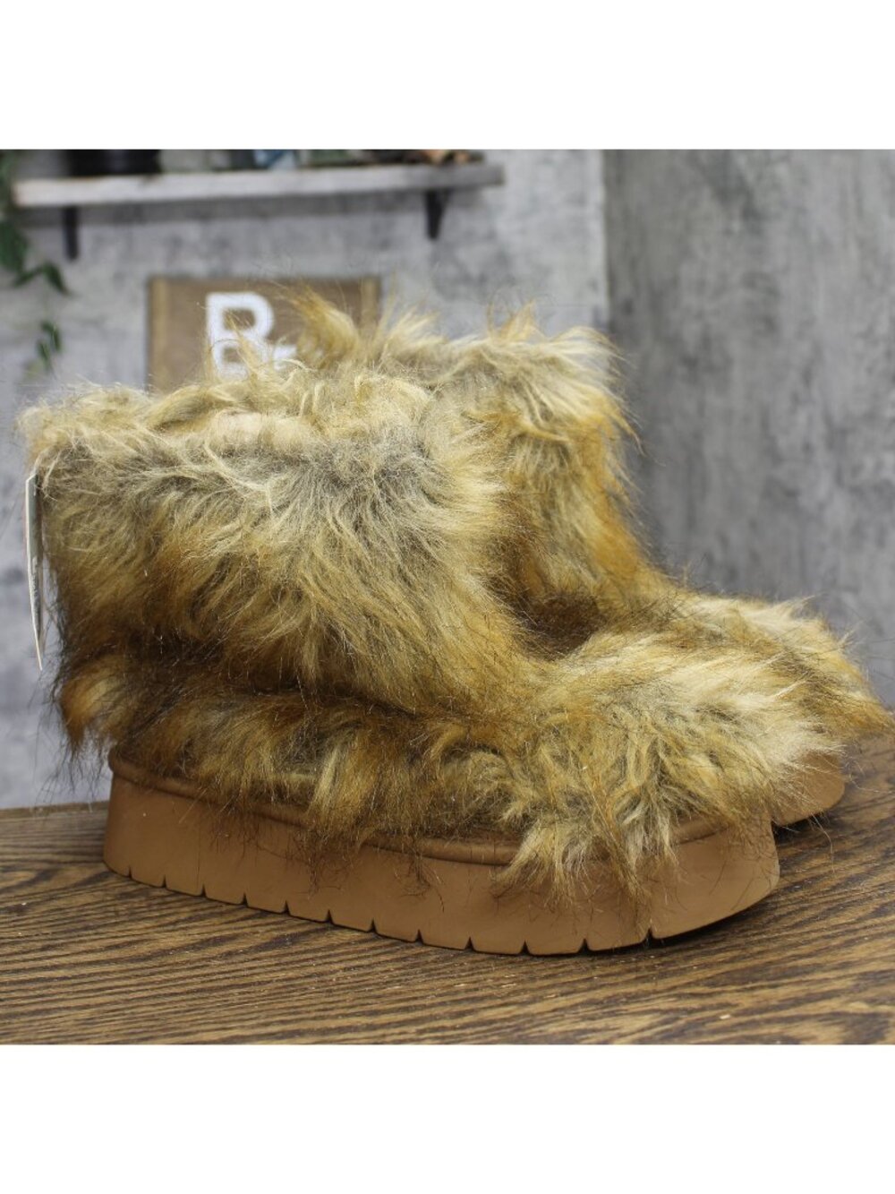 A New Day Terra Faux-Fur Slip-On Ankle Boots 94715797 Brown 9M
